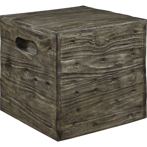 Warner Crate Side Table in Distressed Grey Finish